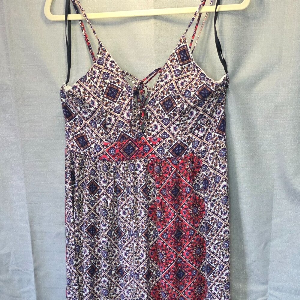 Alya Sunset Red/Blue Boho‎ Paisley Maxi Dress L